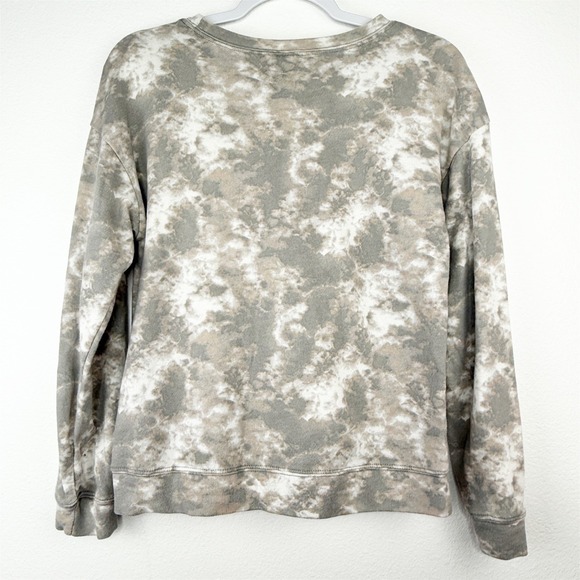 Bobeau Women Paris Graphic Tie Dye Sweatshirt Grey White Crew Neck Size S - Picture 2 of 7